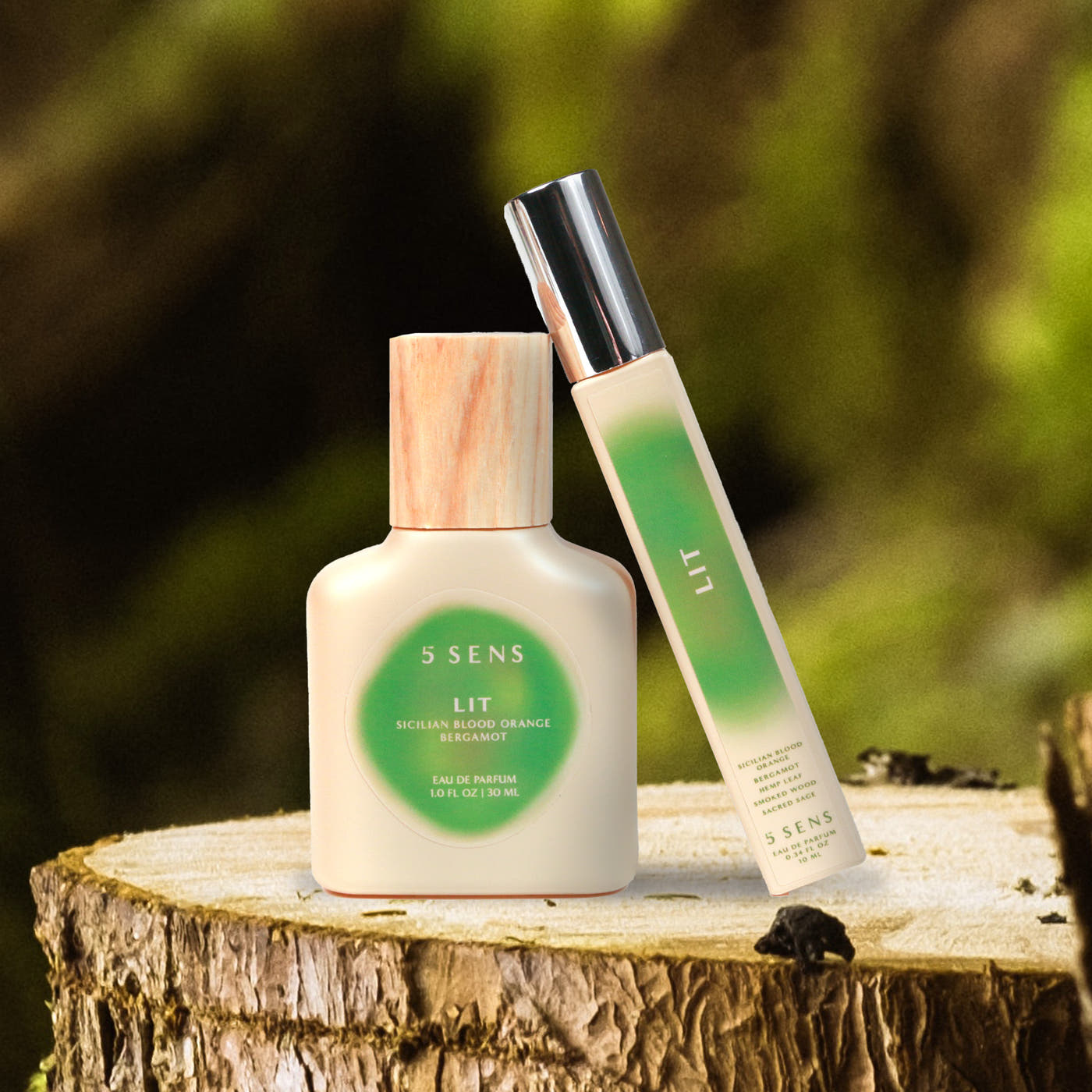 Lit fragrance for grounding and clarity — earthy herbal clean vegan Eau de Parfum