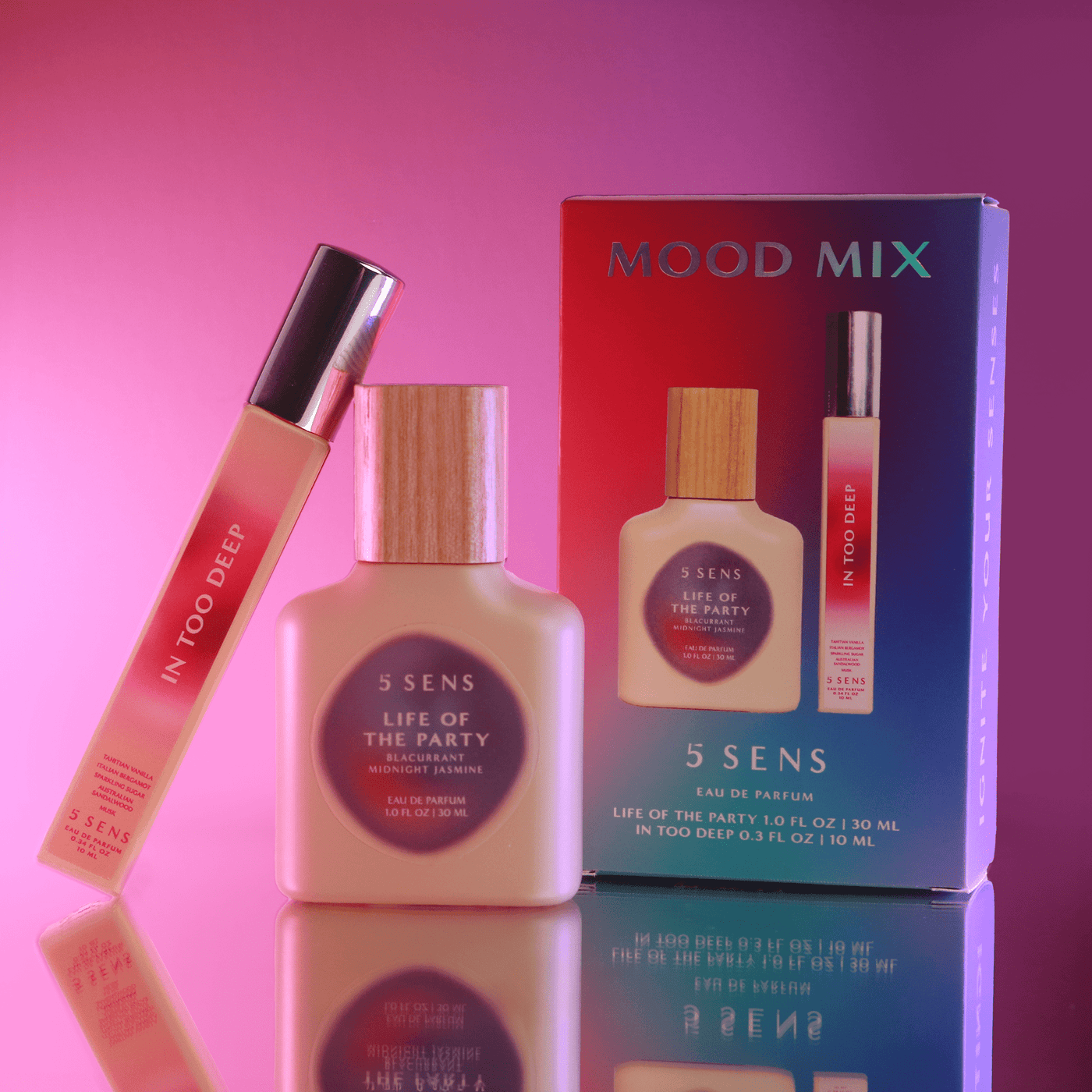 5 SENS Mood Mix Fragrance Set — two clean vegan Eau de Parfum bottles, save $24