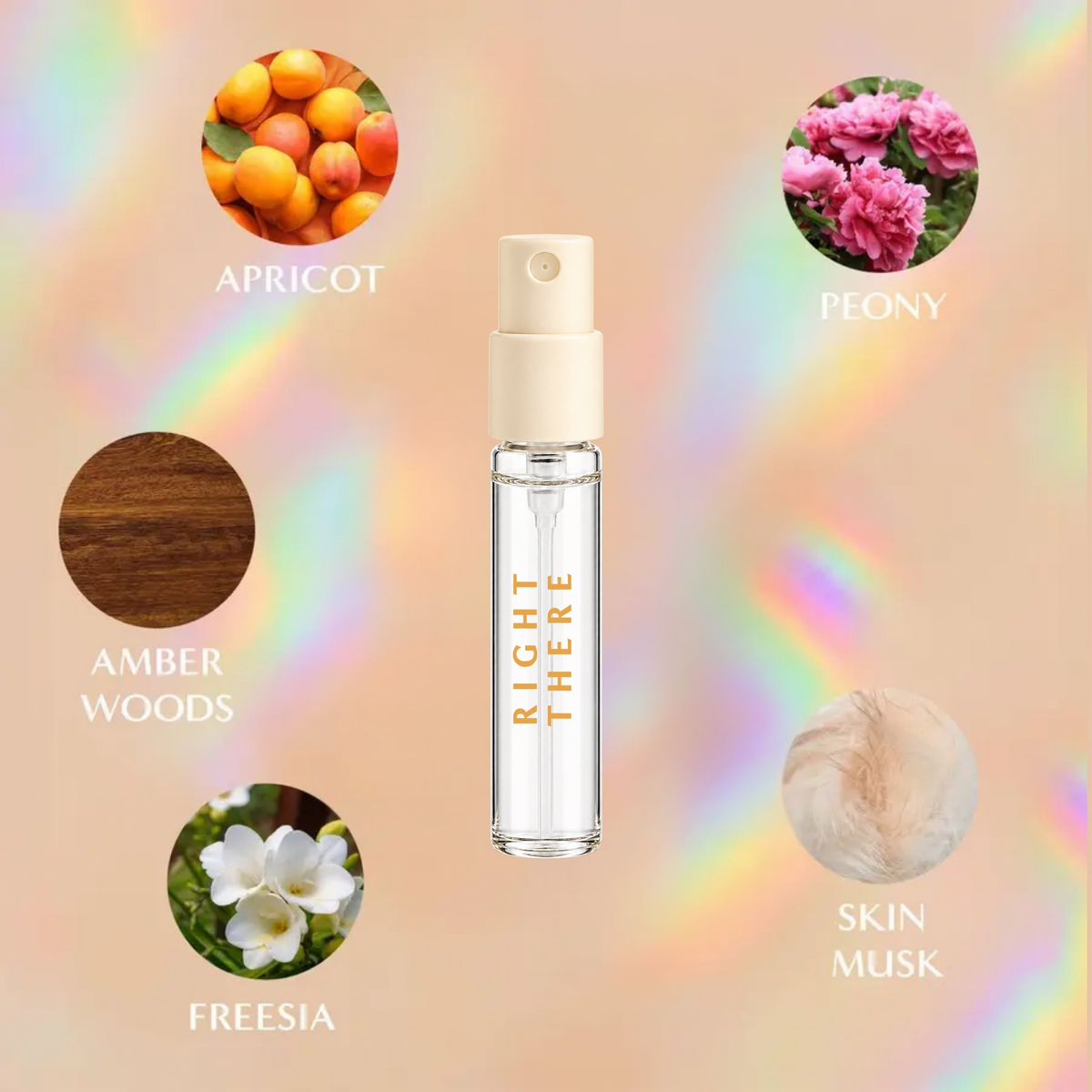 Right There by 5 SENS: apricot, peony, freesia, amber woods, skin musk