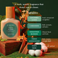 Twin Flame scent notes: cucumber leaves, Indian sandalwood and soft musk